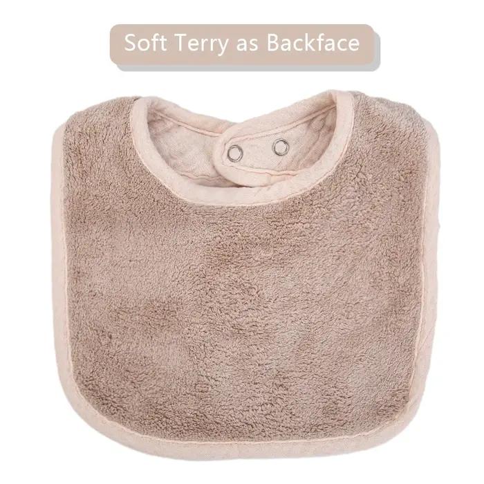 Bavoirs en mousseline de coton pour bébé, ours mignon, serviette de salive, poches absorbantes en U,