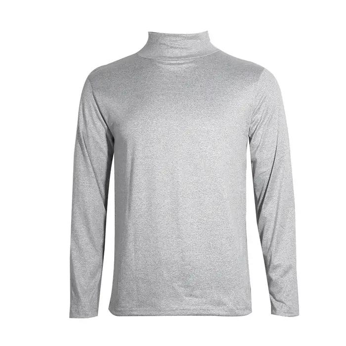 T-Shirt à col roulé pour hommes, couleur unie, décontracté, manches longues, chemise basique, mode,