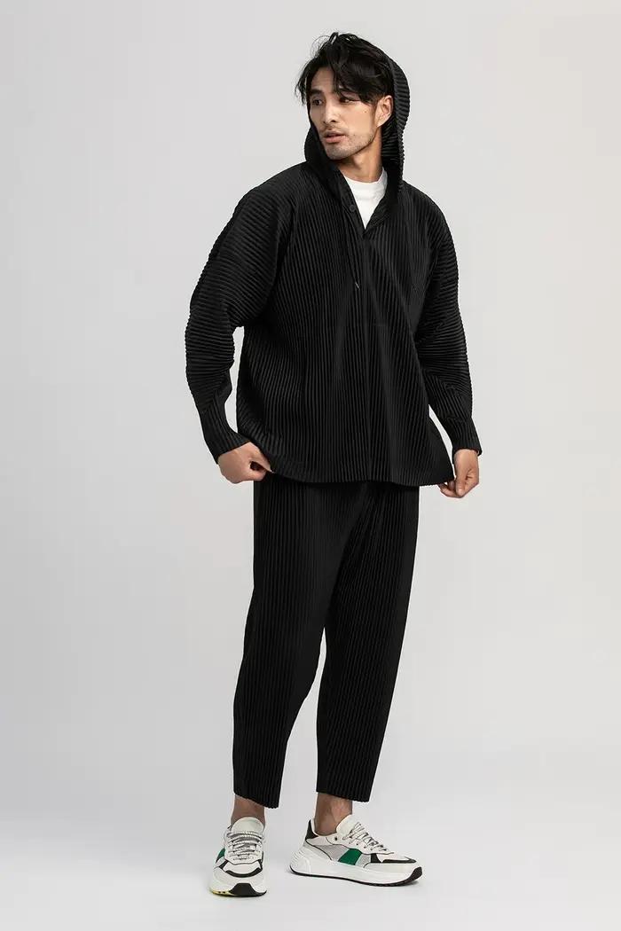 Miyake pantalon plissé solide pantalon conique pantalon crayon quatre saisons bas décontracté japona