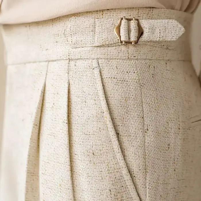 Pantalon de surintendant décontracté taille haute pour hommes, jambe droite, bouton Paris, affaires,