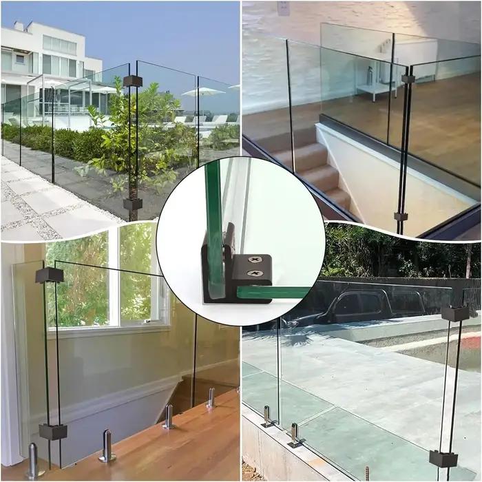 Lot de 4 supports de jonction en aluminium pour verre, en forme de L, T ou croisée, pour cloisons de