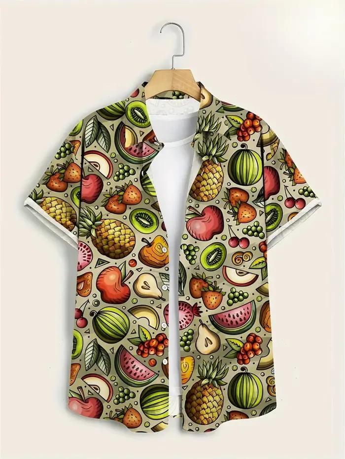 Chemise hawaïenne pour hommes abstraite banane ananas impression 3D t-shirt 2025 drôle fruits été Bl