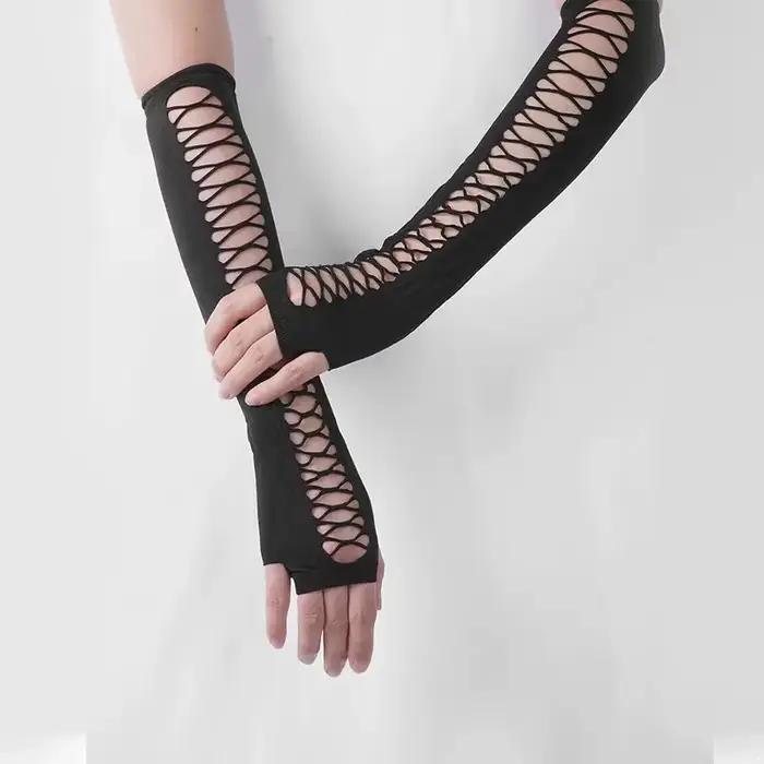 Europe USA gants en dentelle Sexy maille sans doigts étiquette amusante discothèque danse Dot Long C
