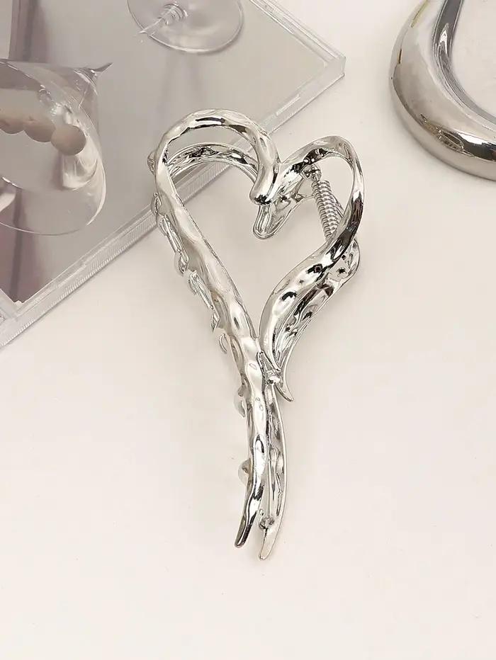 Barrettes à cheveux argentées au Design d'amour élégant, 1 pièce, pince à cheveux dorée en forme de