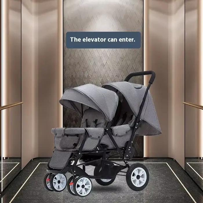 STOCK ue poussettes jumeaux Double enfants deux sièges poussettes chariot pliable vente en gros bébé