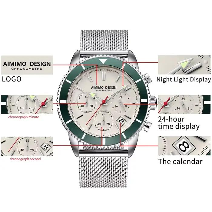 Montres pour hommes, analogiques, à quartz, chronographe, étanches, montres-bracelets pour hommes, m