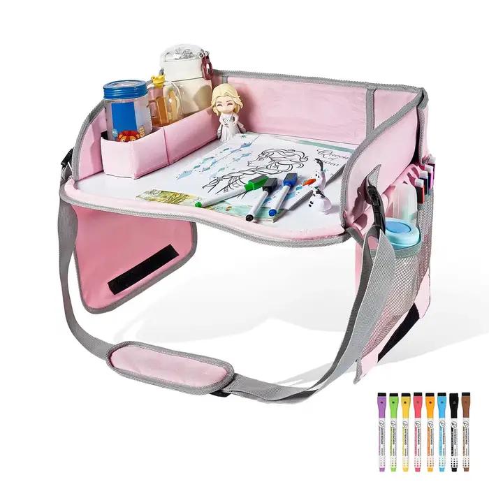 Plateau de voyage multifonctionnel pour enfants siège de voiture table de jeu organisateur stockage collations jouets porte-gobelets sécurité étanche occassions spéciales