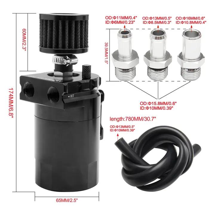 Réservoir de récupération d'huile à déflecteur de voiture, avec filtre à Air, raccords en aluminium,