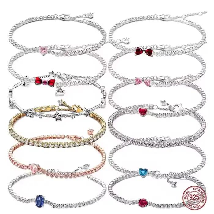 Bracelet de tennis étoile en argent sterling 925 pour femmes, de haute qualité, à la mode, classique