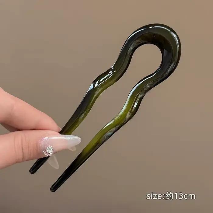 Fourchette à cheveux en forme de U, épingle à cheveux en acétate de écaille de tortue, Design géomét