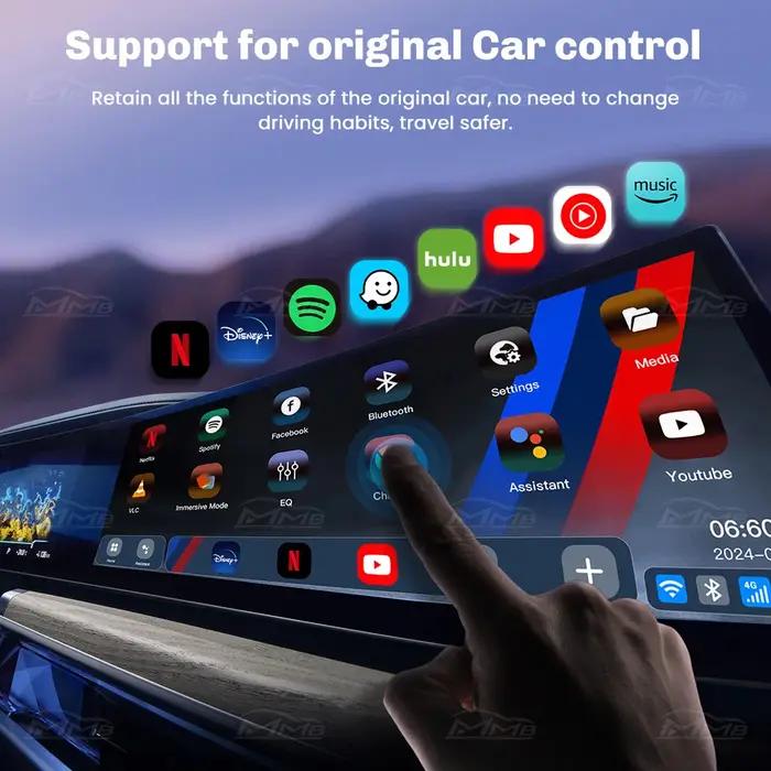MMB MAX Android 13 CarPlay Ai Box 8 + 128G QCM6125 8 cœurs Netflix et Youtube GPS 4G LTE pour BMW ID