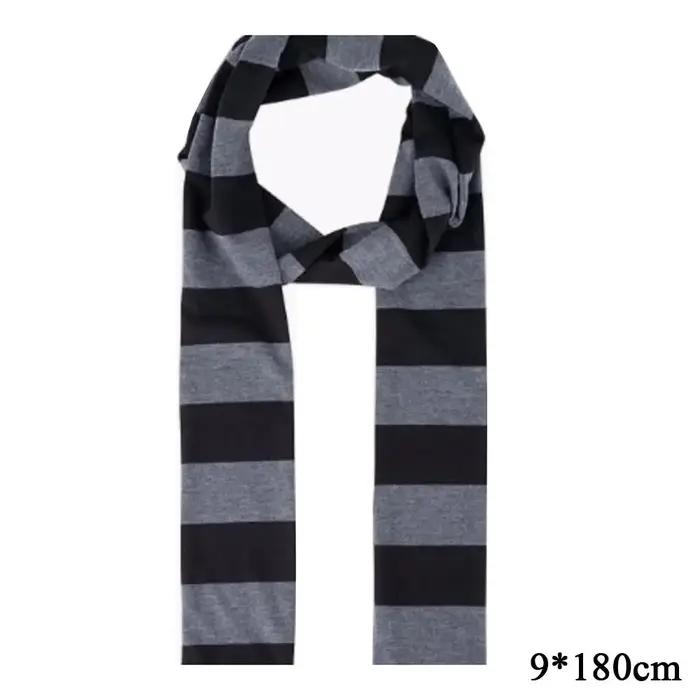 Y2K noir gris rayé écharpe pour femmes coton longue écharpe tour de cou écharpe Punk maigre mince co