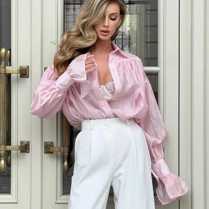 Chemise à carreaux surdimensionnée pour femmes, Vintage, manches longues, mode, ample, revers, poche