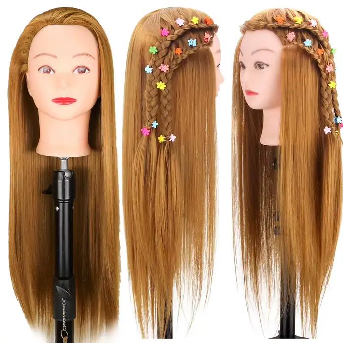 Tête de poupée pour coiffeurs 65cm cheveux synthétiques Mannequin tête coiffures femme Mannequin coi