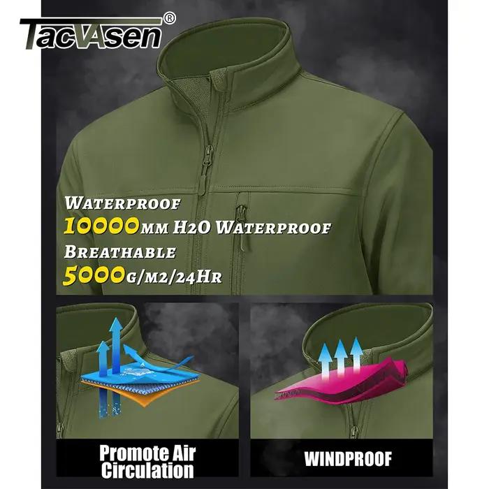 TACVASEN Veste de randonnée imperméable pour homme avec fermeture éclair complète, doublure polaire
