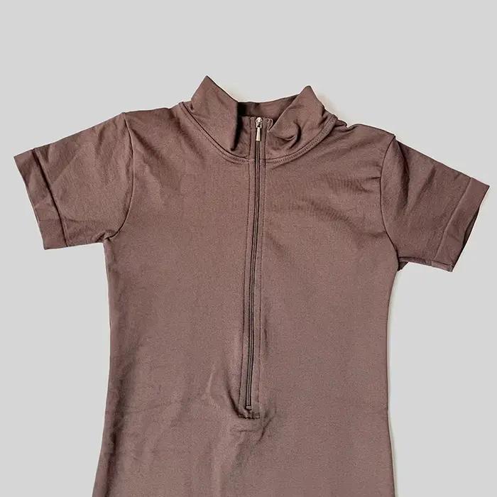 Combinaison d'été à manches courtes avec fermeture éclair, tenue de sport, Fitness, body pour femmes