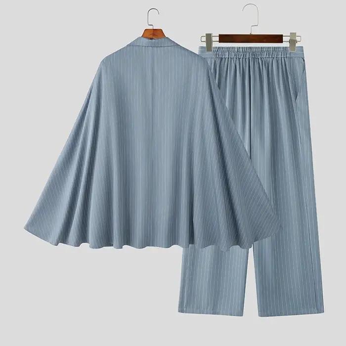 INCERUN hommes rayé ensembles Streetwear élégant à manches longues irrégulière Blazer et pantalon de