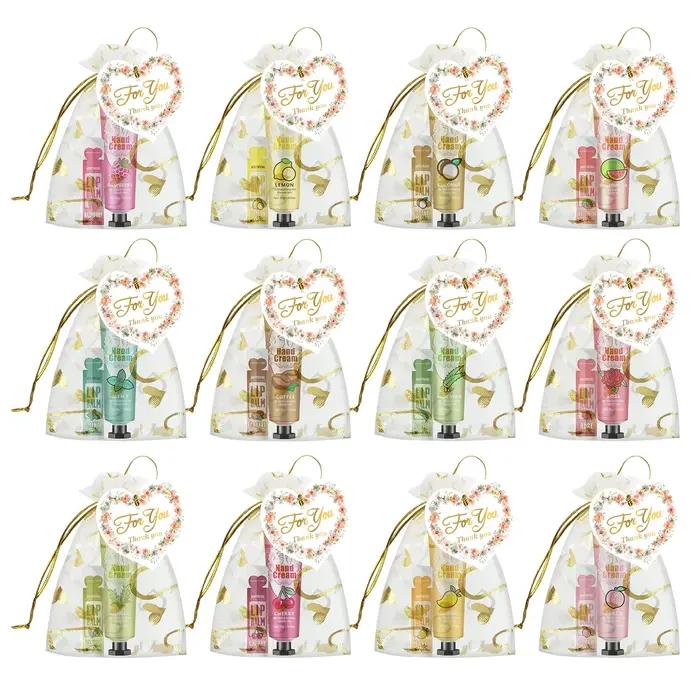 Coffret cadeau 30 ensembles/boîte crème pour les mains et baume à lèvres pour les invités cadeau de