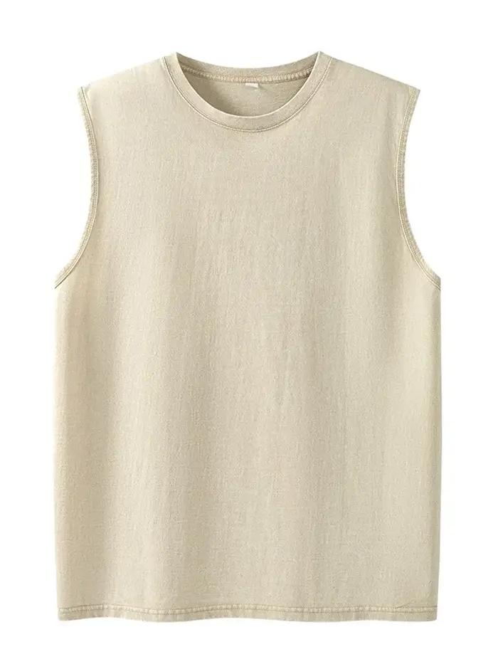 2025 été nouveau coton hommes lavé coton débardeurs Muscle Gym sans manches entraînement t-shirts co