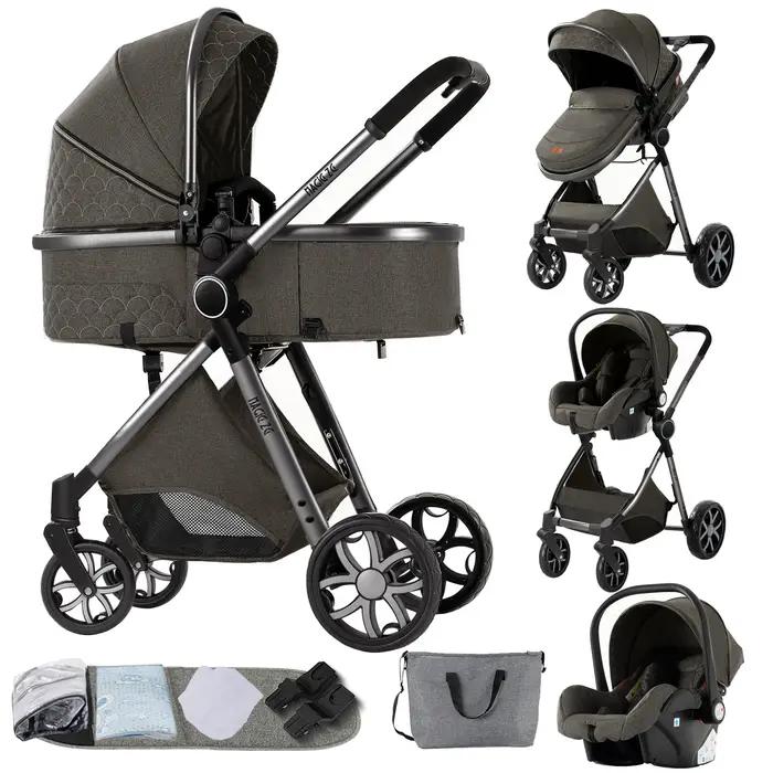 Poussette compacte 3 en 1 pour bébé avec berceau, landau de luxe pour bébé, poussette légère pour bé