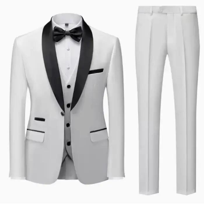 Costume de smoking décontracté pour homme, de marque haut de gamme, style boutique, blazer, gilet et
