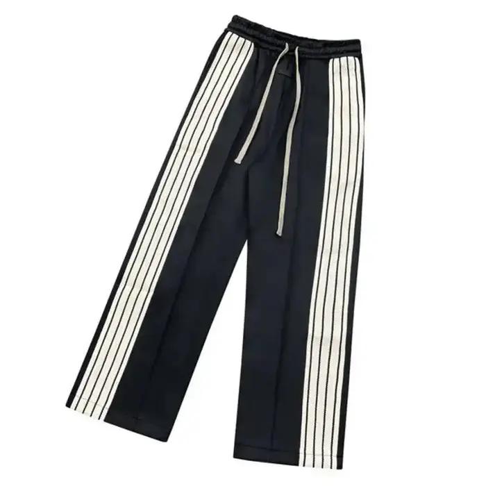 HKSH printemps automne nouveau homme marée Style américain rayé Patchwork droit décontracté pantalon