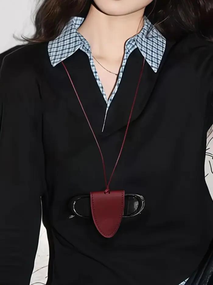 MIYIN portable suspendu cou lunettes sac de rangement pendentif en cuir PU voyage lunettes de soleil