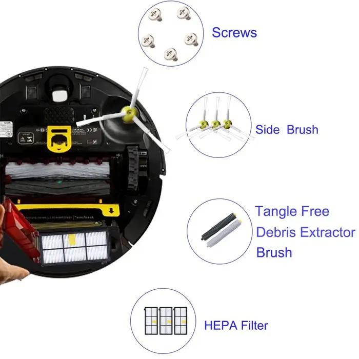 Filtres HEPA, brosses latérales principales pour aspirateur iRobot Roomba série 800 900 805 864 871