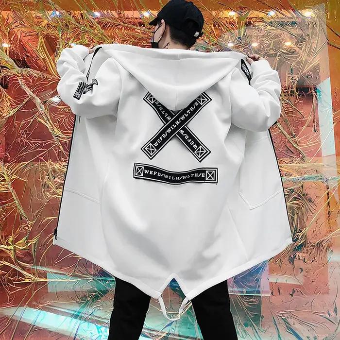Nouveaux hommes Streetwear noir vestes et manteaux Hip Hop Harajuku à capuche hommes coupe-vent pard