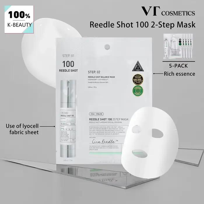 Masque VT Reedle Shot 100 2-Step*5 pièces, Masque de Récupération Intensive, Masque Éclat, Masque Li
