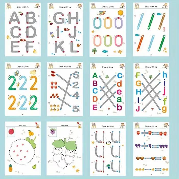 Cahier d'exercices de traçage magique réutilisable de 34 pages, formation éducative au dessin et au