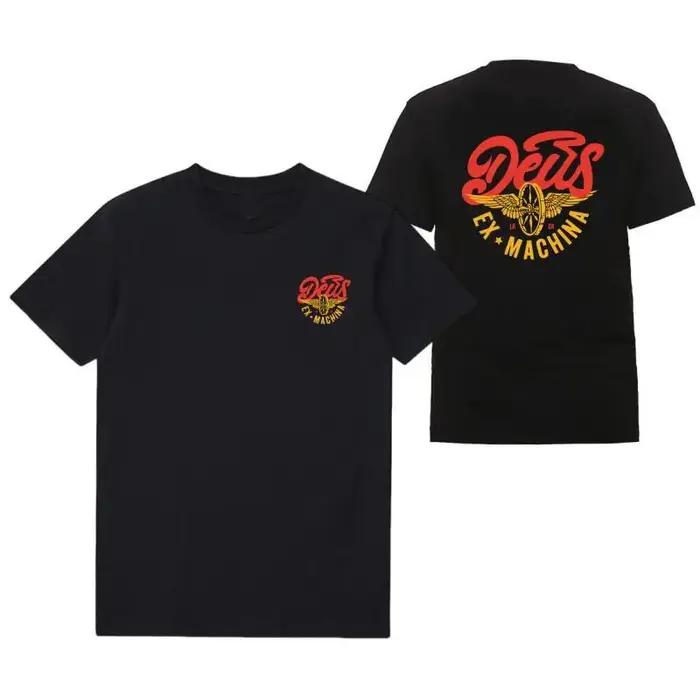 DEUS EX MACHHR-Maillot de football à manches courtes pour homme, haut noir décontracté, t-shirts res