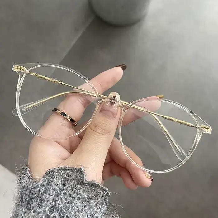 Nouvelles lunettes polygonales rondes unisexes pour hommes et femmes, monture en métal, verres simpl