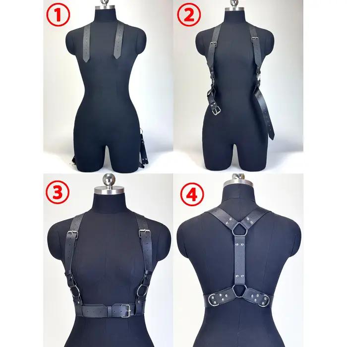 Harnais en cuir PU pour femmes, ceinture de taille Punk cloutée, sangles de harnais décoratives, bre