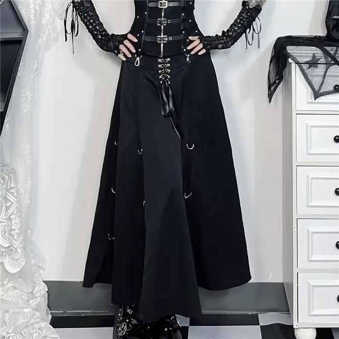 Goth Streetwear jupe gothique femmes Harajuku Emo Alternative Grunge taille haute pansement a-ligne
