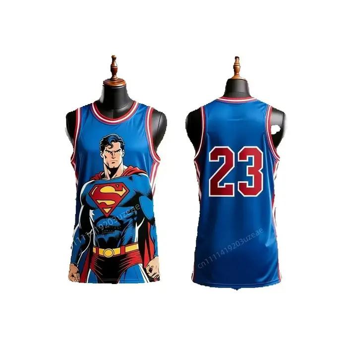 Maillot de basket Superman 23 pour homme, débardeur de sport sans manches en maille respirante, stre