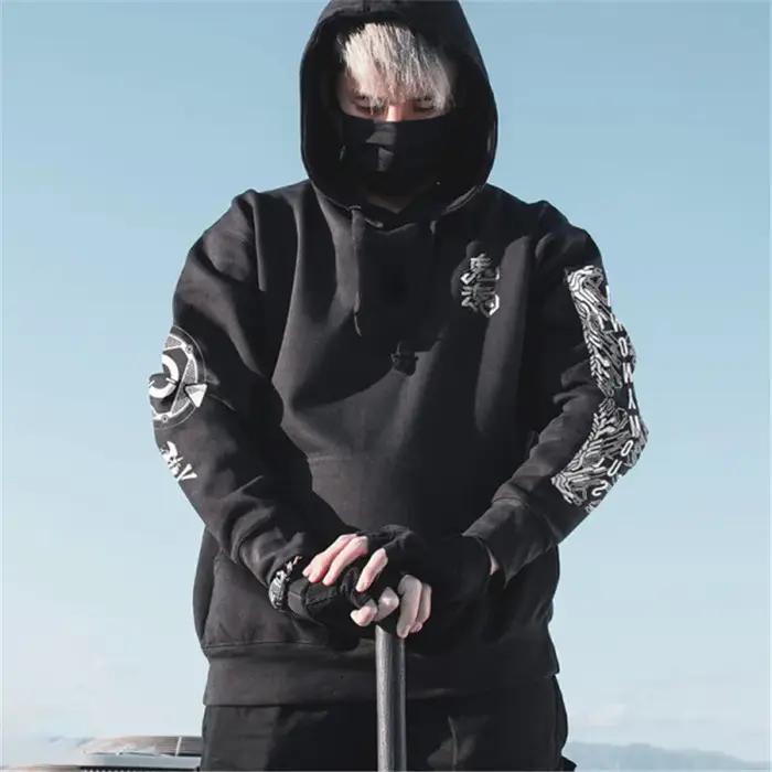 Sweat à capuche imprimé tête de mort pour hommes, sweats à capuche Hip Hop Harajuku, pull à motif en