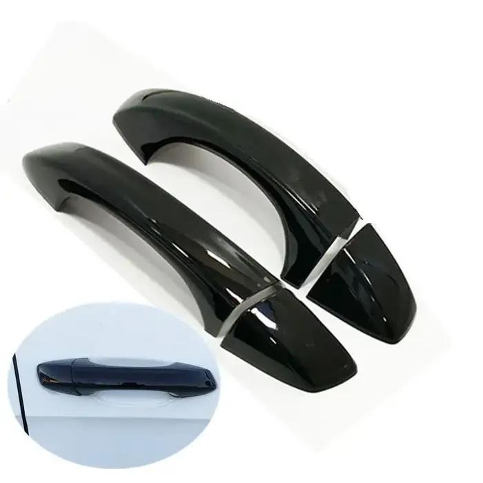 Couvercle de poignée de porte latérale de voiture en Fiber de carbone chromé noir, garniture de styl