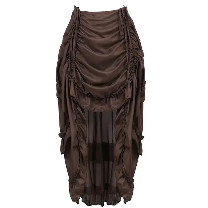 Steampunk femmes jupes gothique irrégulière froncée plissée fête Maxi jupe longue haute basse Costumes Punk Sexy Corset