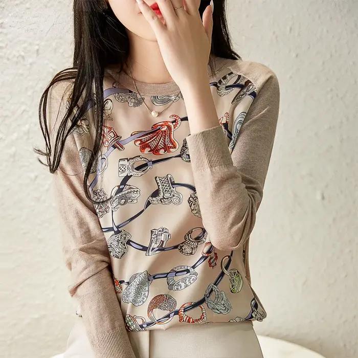 Pull tricoté à manches longues et col rond pour femme, haut élégant et assorti avec tout, nouvelle m