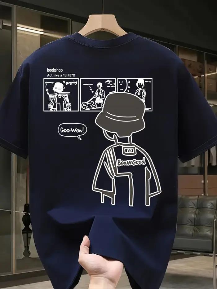 T-shirt décontracté pour homme 100% coton à manches courtes avec col rond, design tendance, polyvale