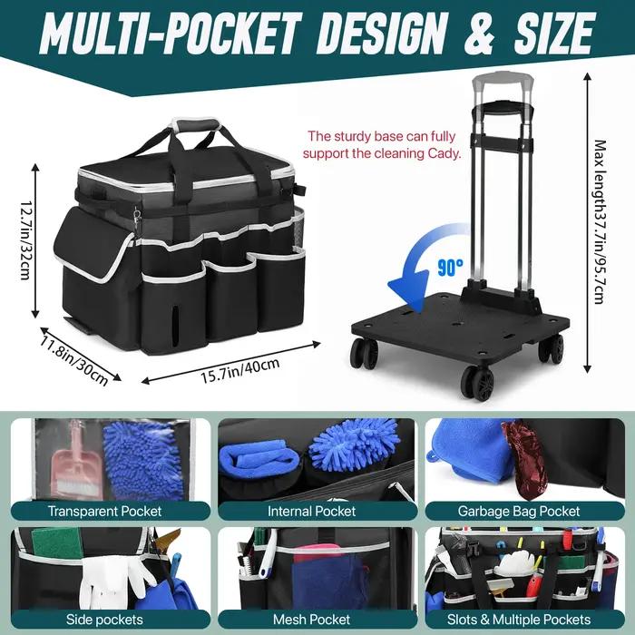 Sac de caddie de nettoyage roulant, sac à outils, sac de rangement d'outils de nettoyage, grand sac