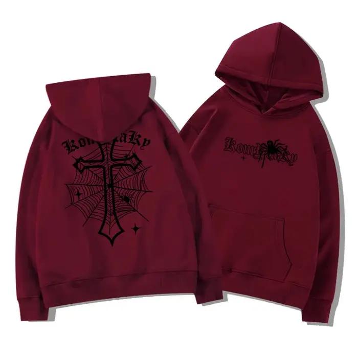 Sweat-shirt à capuche chaud en polaire pour hommes adultes, européen et américain, croix d'araignée,