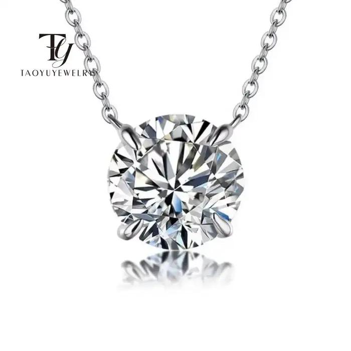 Moissanite Dia 6.5mm 0.5-5CT femme pendentif argent collier pour femmes chaînes fête mariée bijoux f