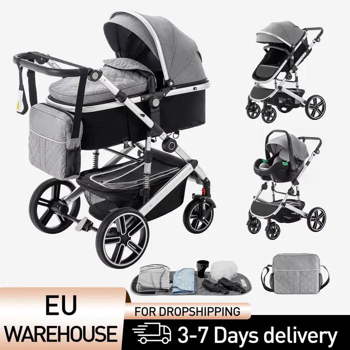 Poussette bébé 3 en 1 luxueux Portable voyage landau pliable landau haute paysage cadre en aluminium