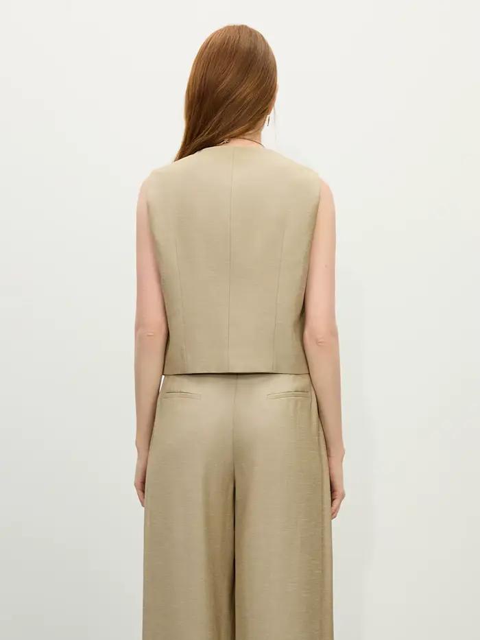 FSLE 2025 été vieux argent gilet pantalon à jambes larges ensemble Vintage sur mesure deux pièces ta