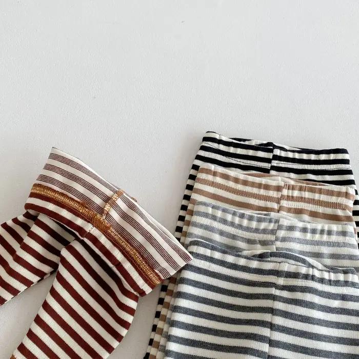 Leggings couleur bonbon pour nouveau-né garçon et fille, pantalon rayé épissure, vêtements à la mode