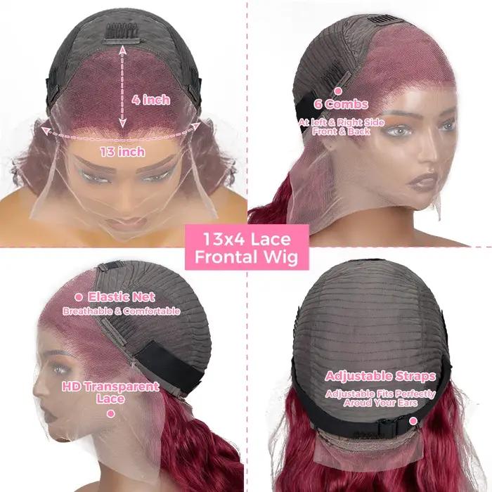 Perruque Lace Front Wig Body Wave Brésilienne Naturelle, Cheveux Humains, Transparent, Ultraviolets,
