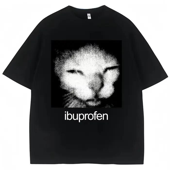 2026 Vintage Drôle Ibuprofen Chat Meme Graphique T-shirt Femmes Humor Mode T-shirts Surdimensionné D