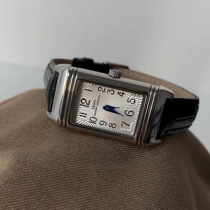 Montre numérique carrée à Quartz en cuir, Design coulissant de tempérament de Niche rétro, exquise e